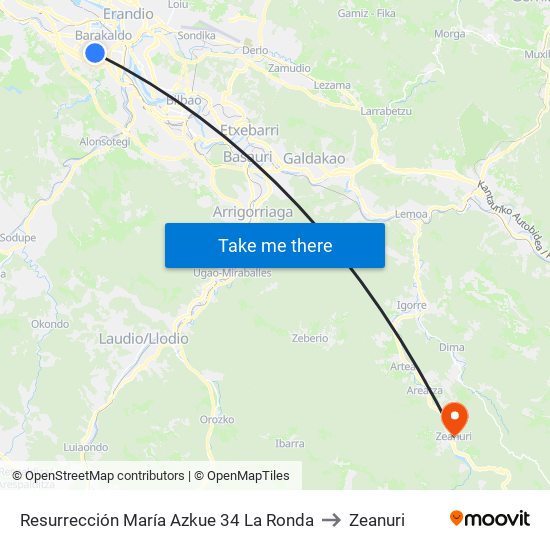 Resurrección María Azkue 34 La Ronda to Zeanuri map