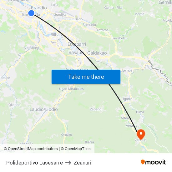 Polideportivo Lasesarre to Zeanuri map