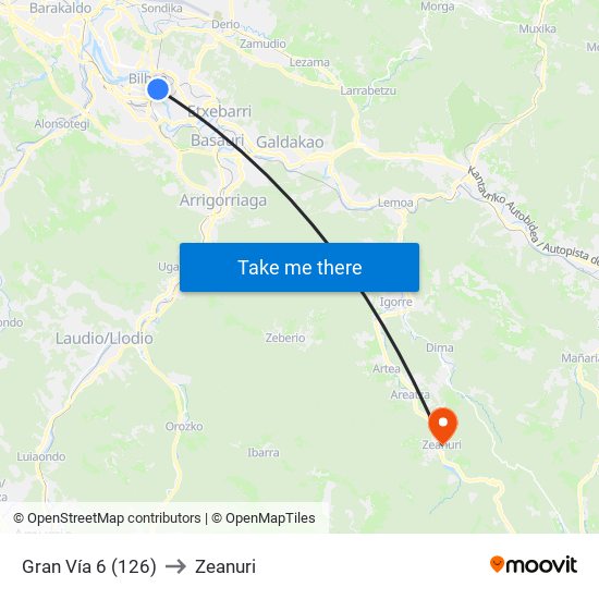 Gran Vía 6 (126) to Zeanuri map