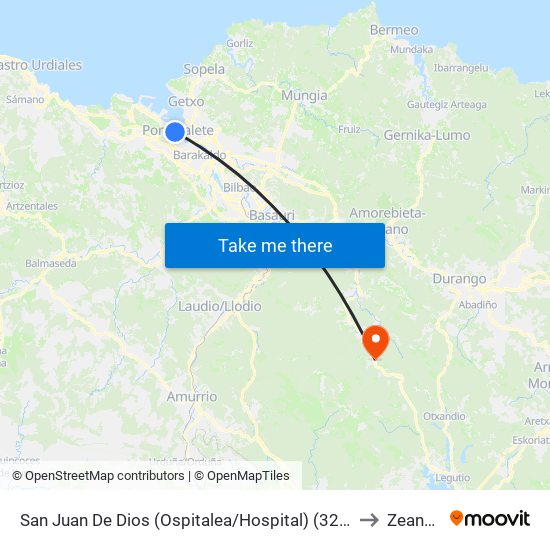 San Juan De Dios (Ospitalea/Hospital) (327) to Zeanuri map