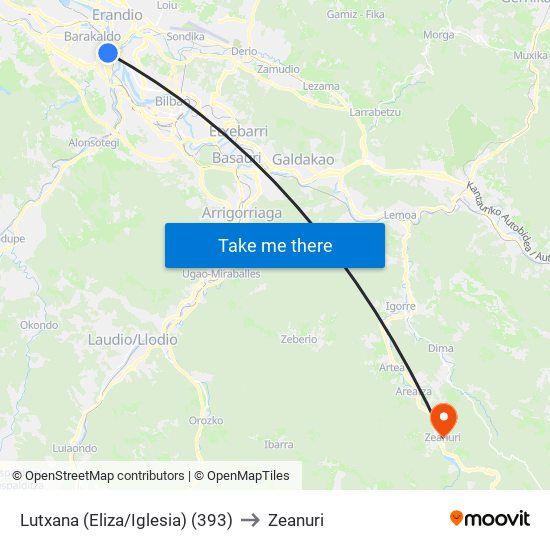 Lutxana (Eliza/Iglesia) (393) to Zeanuri map
