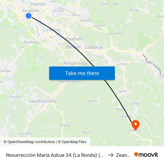 Resurrección María Azkue 34 (La Ronda) (581) to Zeanuri map