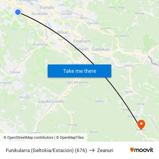 Funikularra (Geltokia/Estación) (676) to Zeanuri map