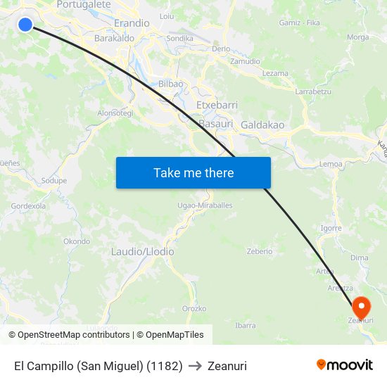 El Campillo (San Miguel) (1182) to Zeanuri map