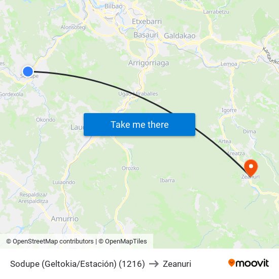 Sodupe (Geltokia/Estación) (1216) to Zeanuri map