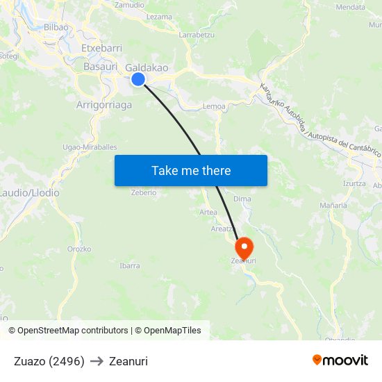 Zuazo (2496) to Zeanuri map