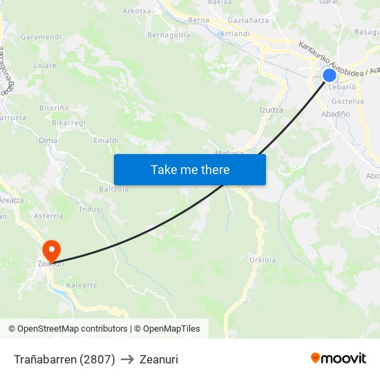 Trañabarren (2807) to Zeanuri map