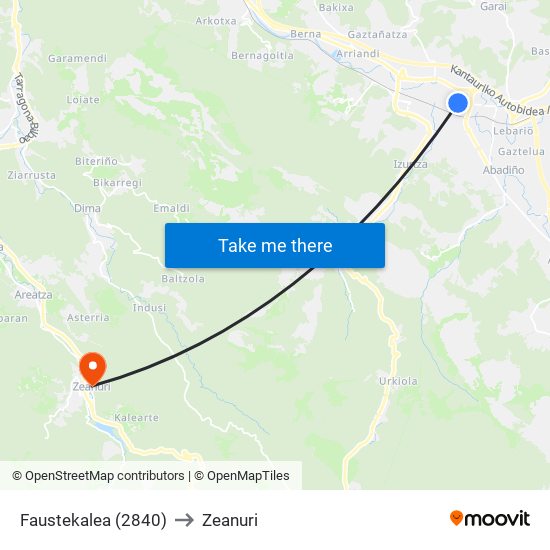 Faustekalea (2840) to Zeanuri map