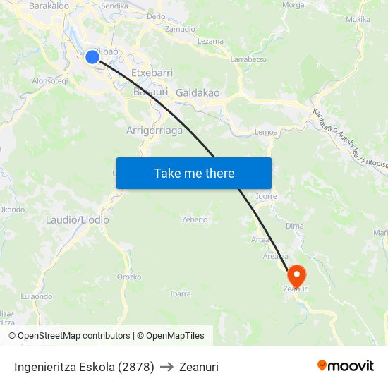 Ingenieritza Eskola (2878) to Zeanuri map