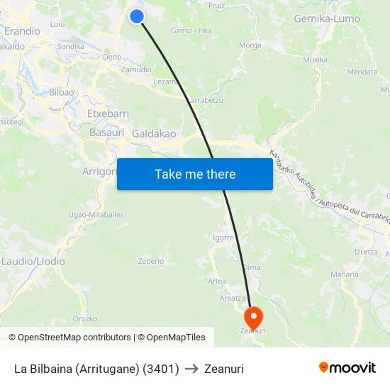 La Bilbaina (Arritugane) (3401) to Zeanuri map