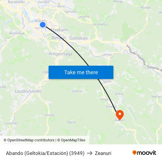 Abando (Geltokia/Estación) (3949) to Zeanuri map