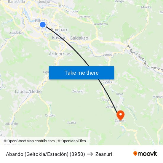 Abando (Geltokia/Estación) (3950) to Zeanuri map