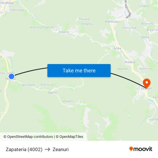 Zapateria (4002) to Zeanuri map
