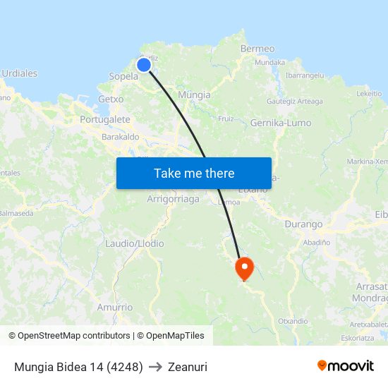 Mungia Bidea 14 (4248) to Zeanuri map