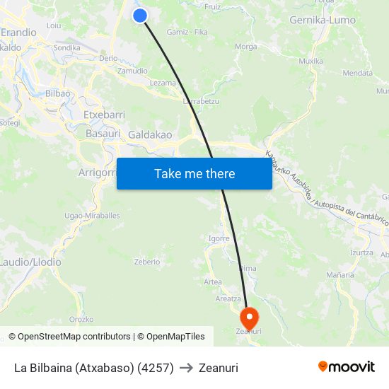 La Bilbaina (Atxabaso) (4257) to Zeanuri map