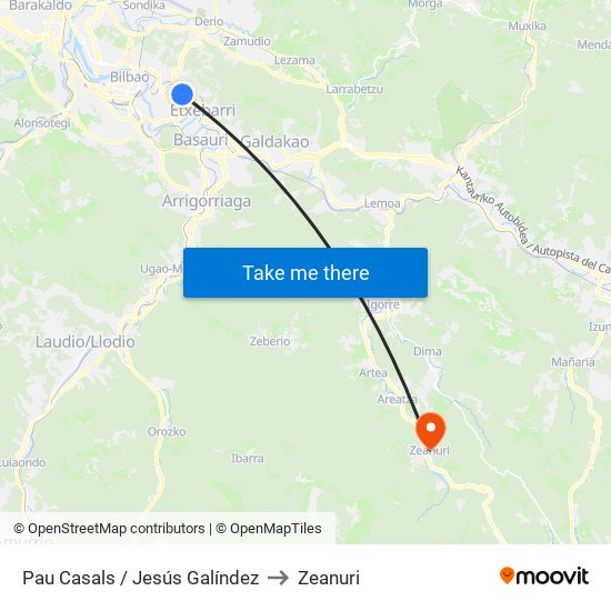 Pau Casals / Jesús Galíndez to Zeanuri map