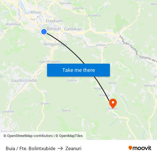 Buia / Fte. Bolintxubide to Zeanuri map