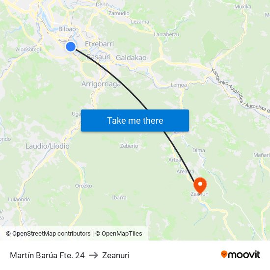 Martín Barúa Fte. 24 to Zeanuri map