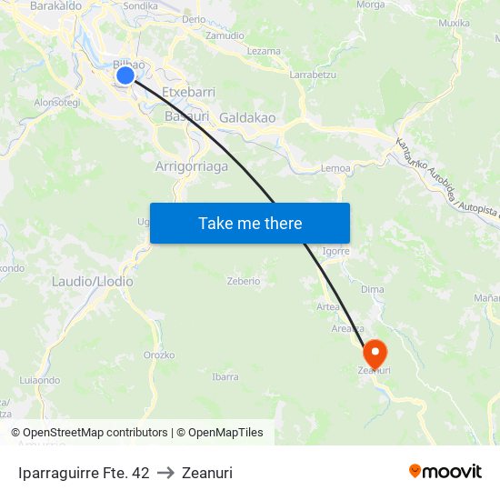 Iparraguirre Fte. 42 to Zeanuri map