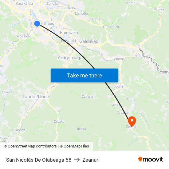 San Nicolás De Olabeaga 58 to Zeanuri map