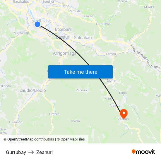 Gurtubay to Zeanuri map