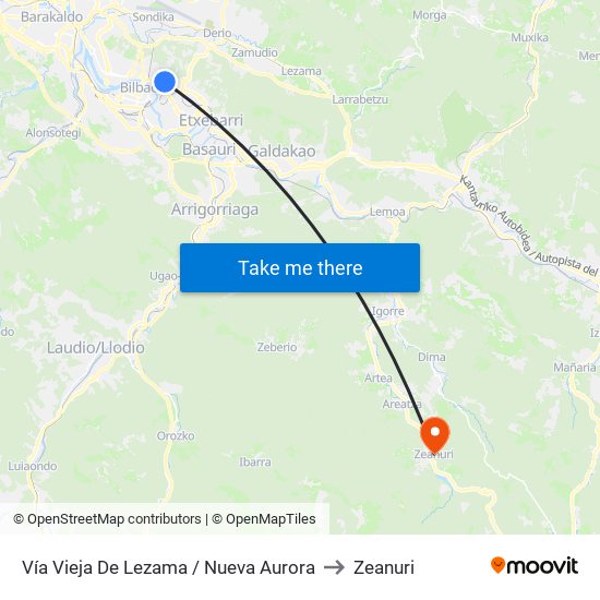 Vía Vieja De Lezama /  Nueva Aurora to Zeanuri map