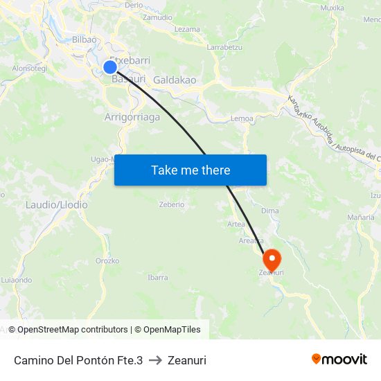 Camino Del Pontón Fte.3 to Zeanuri map