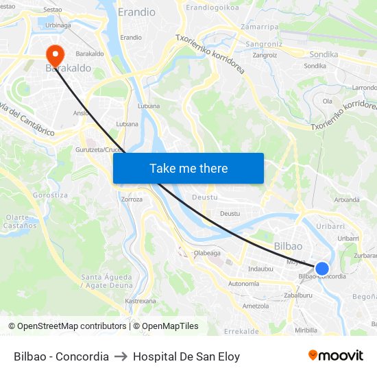 Bilbao - Concordia to Hospital De San Eloy map