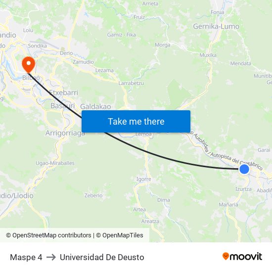 Maspe 4 to Universidad De Deusto map