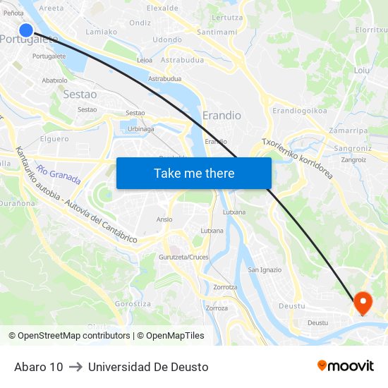 Abaro 10 to Universidad De Deusto map