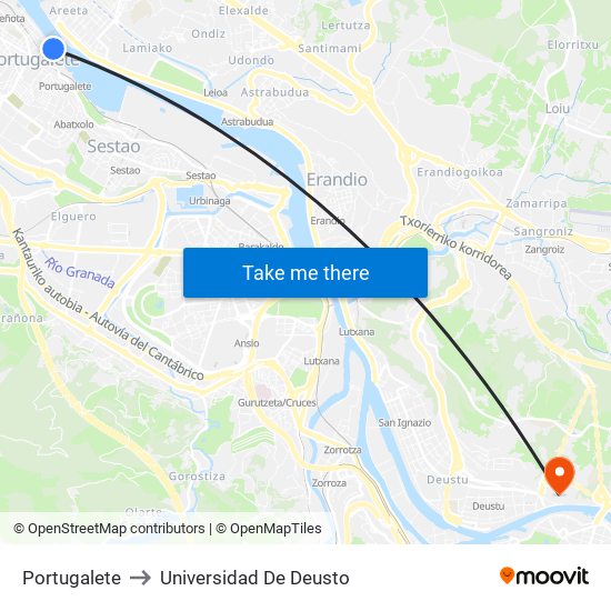 Portugalete to Universidad De Deusto map
