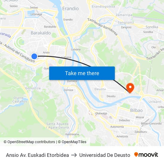 Ansio Av. Euskadi Etorbidea to Universidad De Deusto map