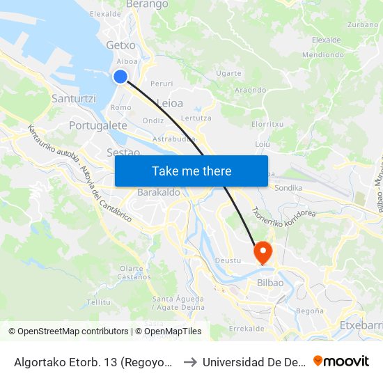 Algortako Etorb. 13 (Regoyos) (39) to Universidad De Deusto map
