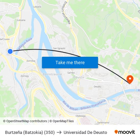 Burtzeña (Batzokia) (350) to Universidad De Deusto map