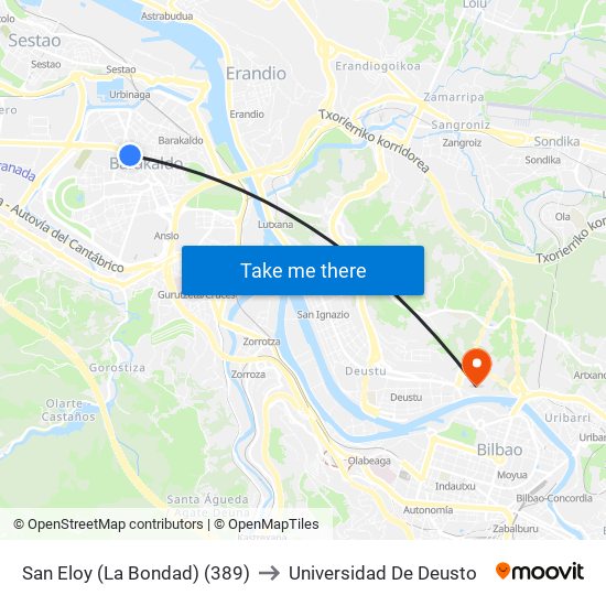 San Eloy (La Bondad) (389) to Universidad De Deusto map