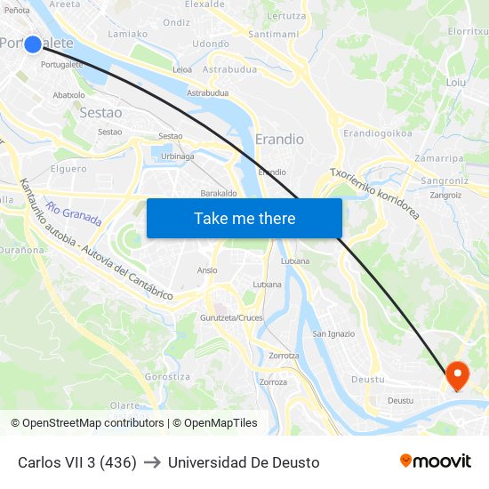Carlos VII 3 (436) to Universidad De Deusto map