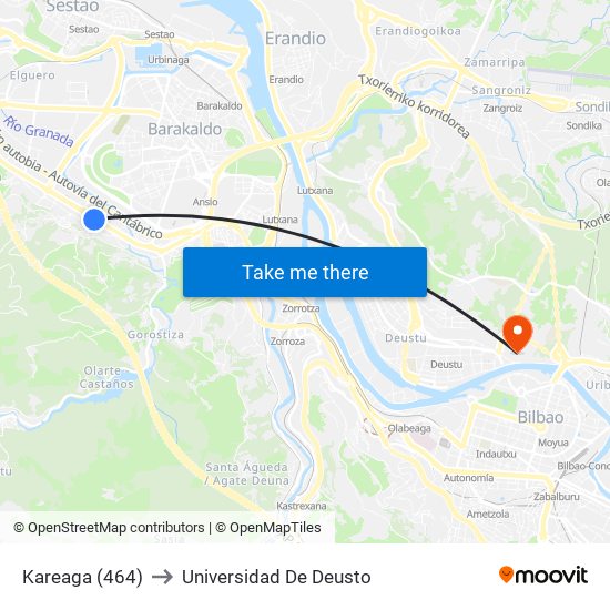 Kareaga (464) to Universidad De Deusto map