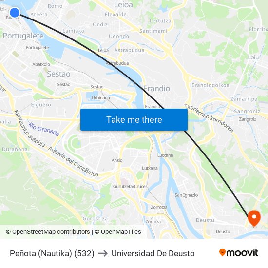 Peñota (Nautika) (532) to Universidad De Deusto map