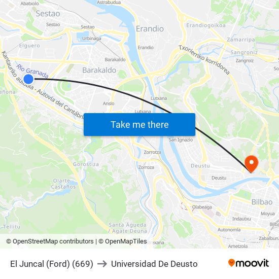 El Juncal (Ford) (669) to Universidad De Deusto map