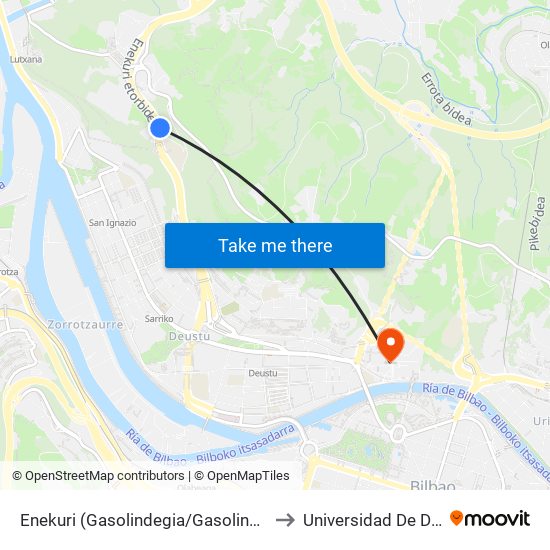 Enekuri (Gasolindegia/Gasolinera) (809) to Universidad De Deusto map