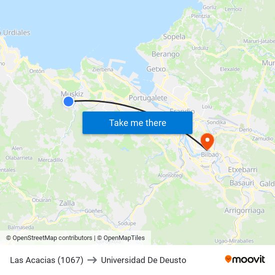 Las Acacias (1067) to Universidad De Deusto map