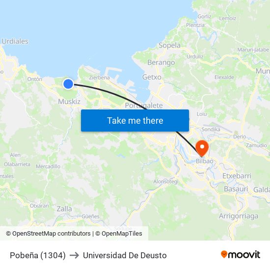 Pobeña (1304) to Universidad De Deusto map