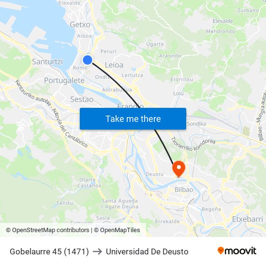 Gobelaurre 45 (1471) to Universidad De Deusto map