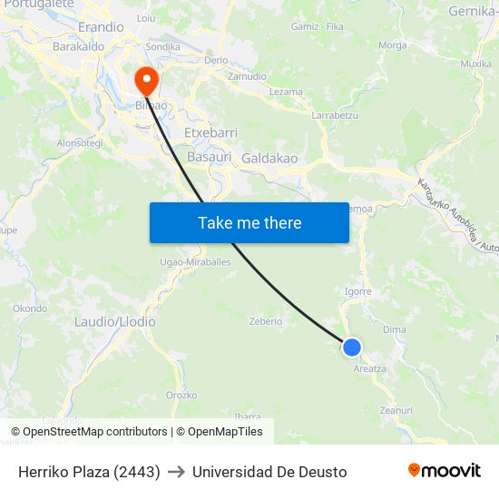 Herriko Plaza (2443) to Universidad De Deusto map