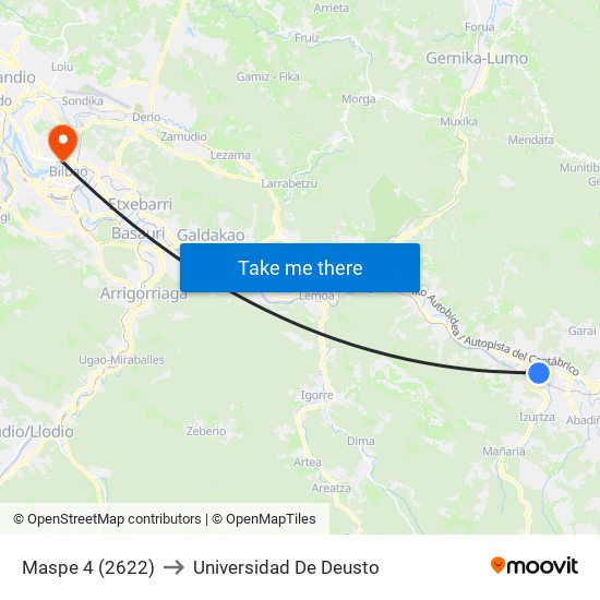 Maspe 4 (2622) to Universidad De Deusto map