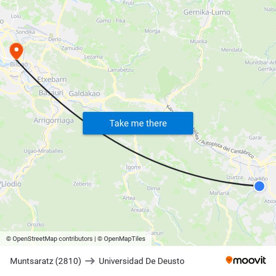 Muntsaratz (2810) to Universidad De Deusto map