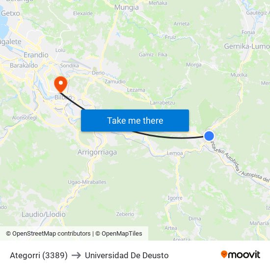 Ategorri (3389) to Universidad De Deusto map