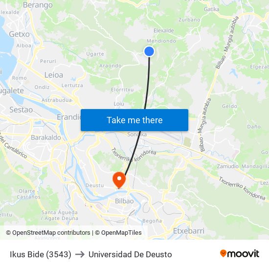 Ikus Bide (3543) to Universidad De Deusto map