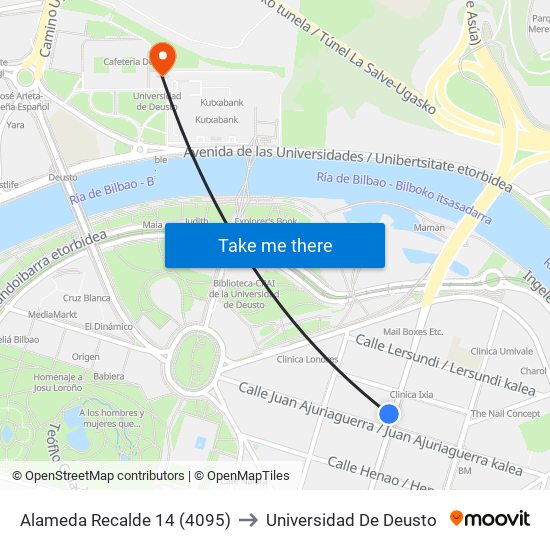 Alameda Recalde 14 (4095) to Universidad De Deusto map