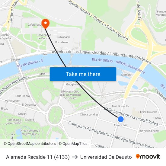 Alameda Recalde 11 (4133) to Universidad De Deusto map